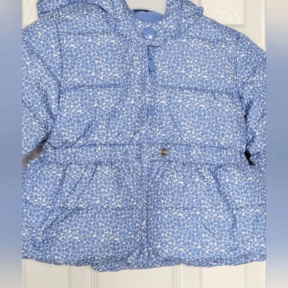 Baby GAP (12-18 Months) Blue & White Hooded Puffer Jacket